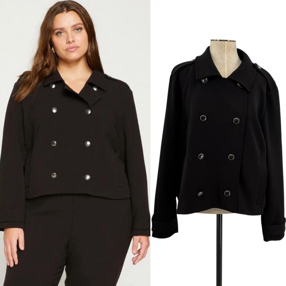 Universal Standard Nadia Military‎ Jacket Crepe Jersey Black Plus Size 18 20